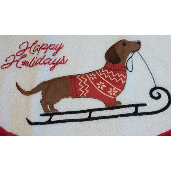 Dachshund Red Sweater Sled Christmas Tree Skirt NWT - Picture 5 of 9